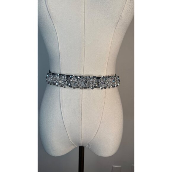 NEW 2/$30 M/L Waist Belt Clear Crystal Embellishments Snap Closure - Picture 3 of 6